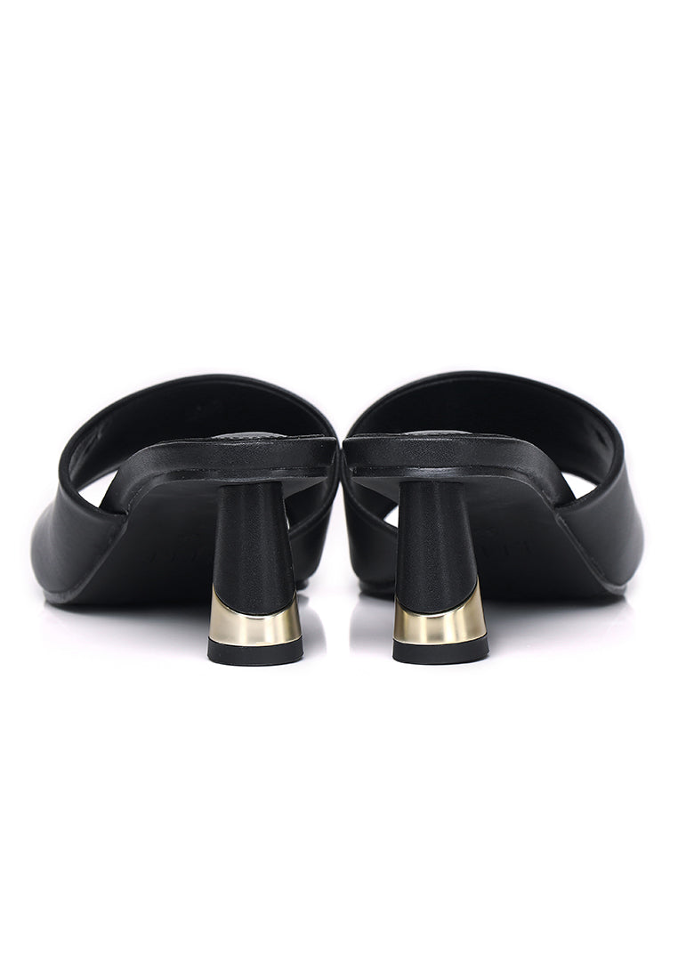 Nancy Microfiber Leather Heels In Black