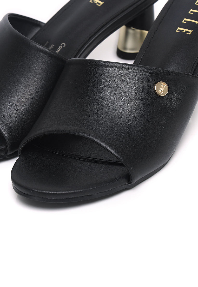 Nancy Microfiber Leather Heels In Black