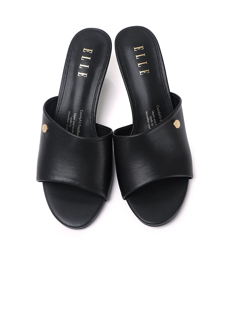 Nancy Microfiber Leather Heels In Black