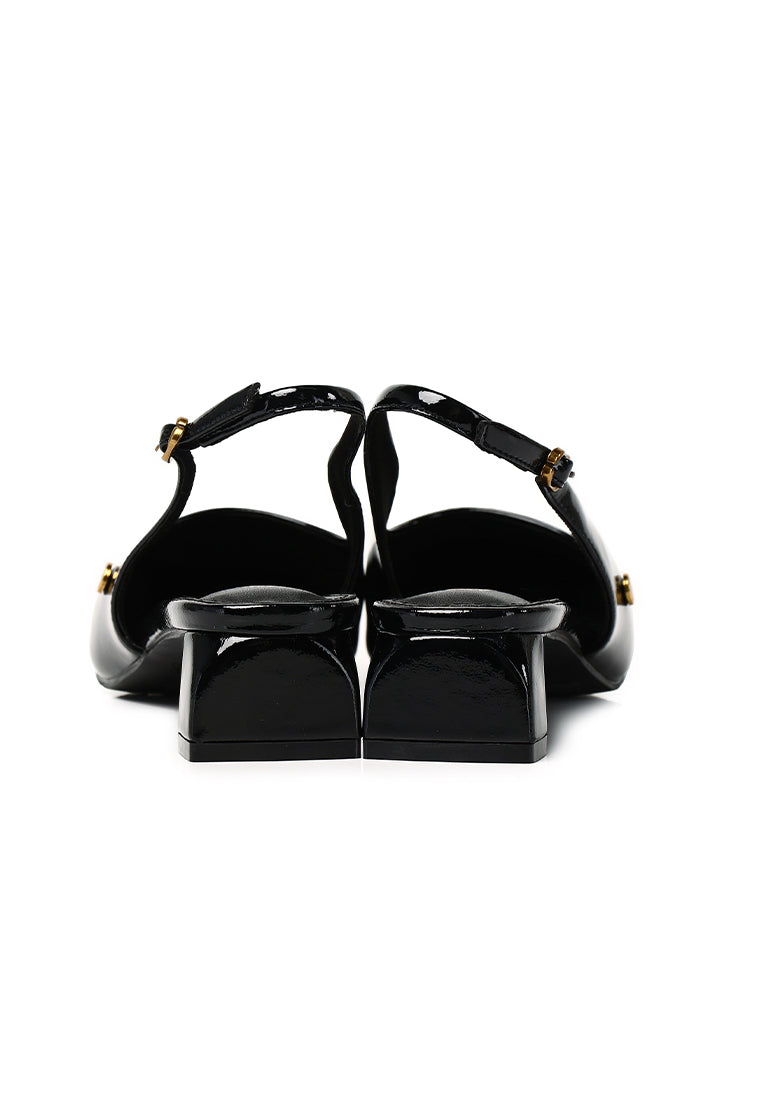 Seraphine Patent Slingback Heels In Black