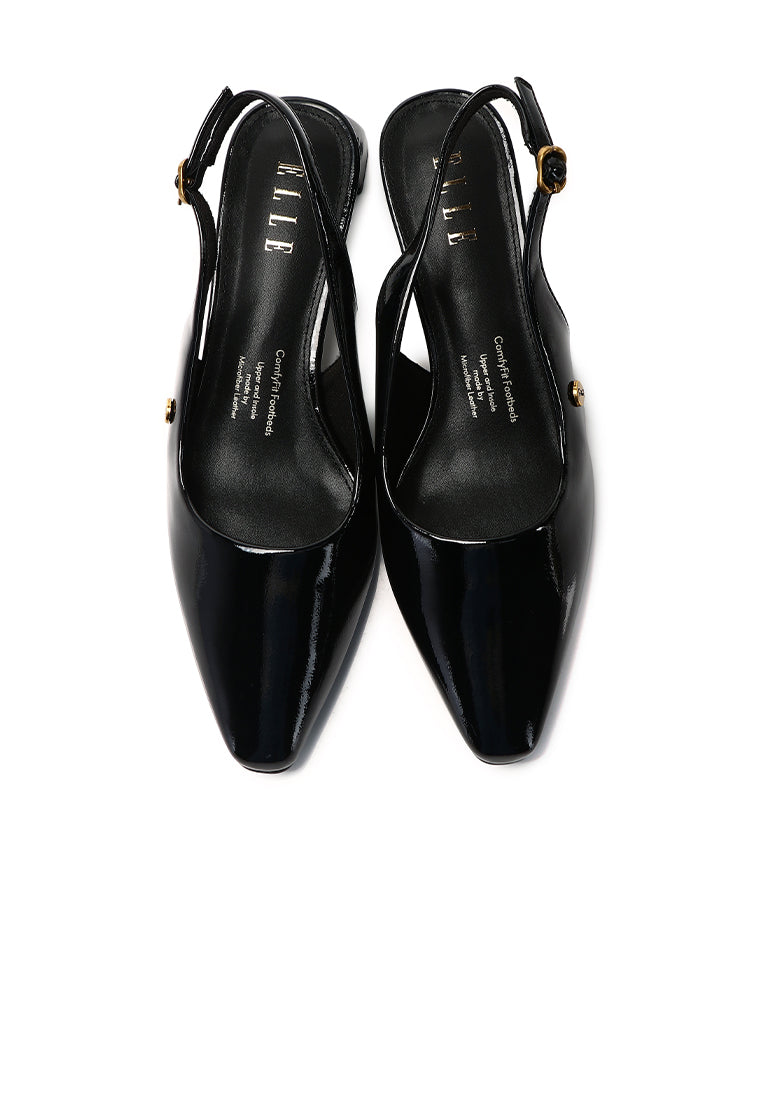 Seraphine Patent Slingback Heels In Black