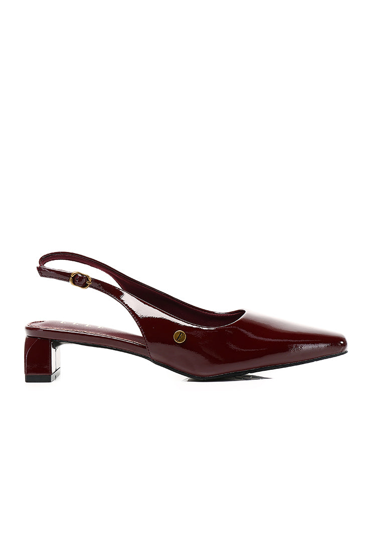 Seraphine Patent Slingback Heels In Maroon