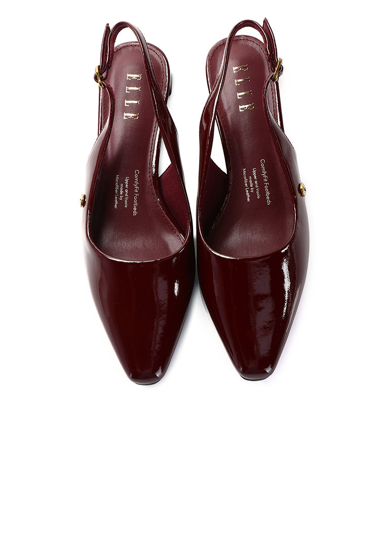 Seraphine Patent Slingback Heels In Maroon