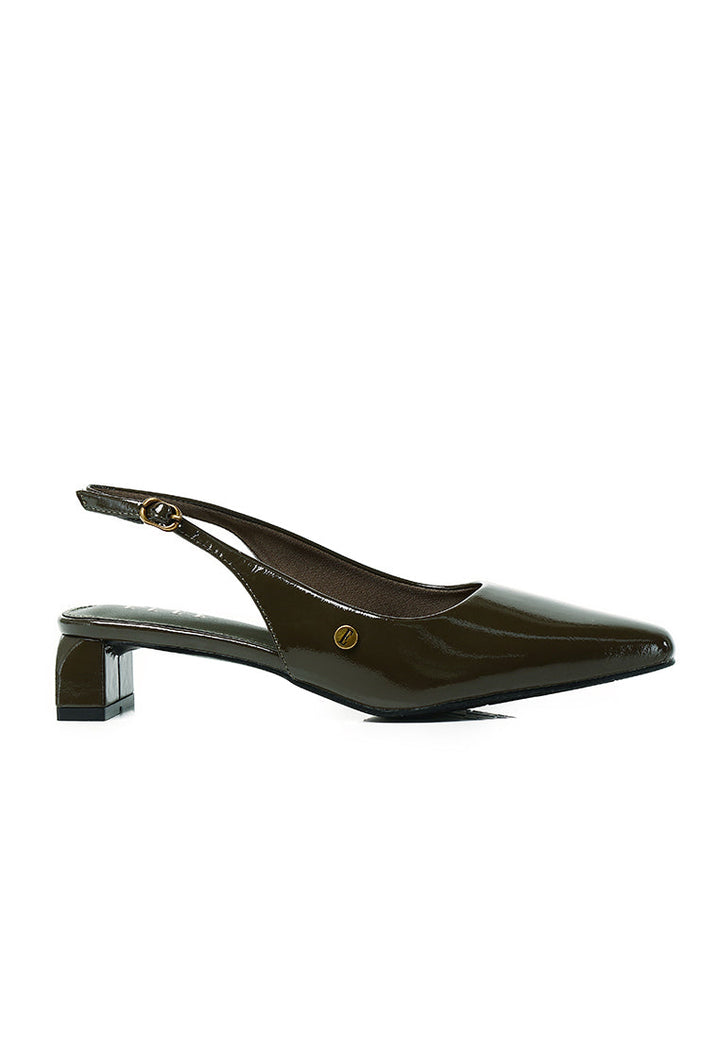 Seraphine Patent Slingback Heels In Olive