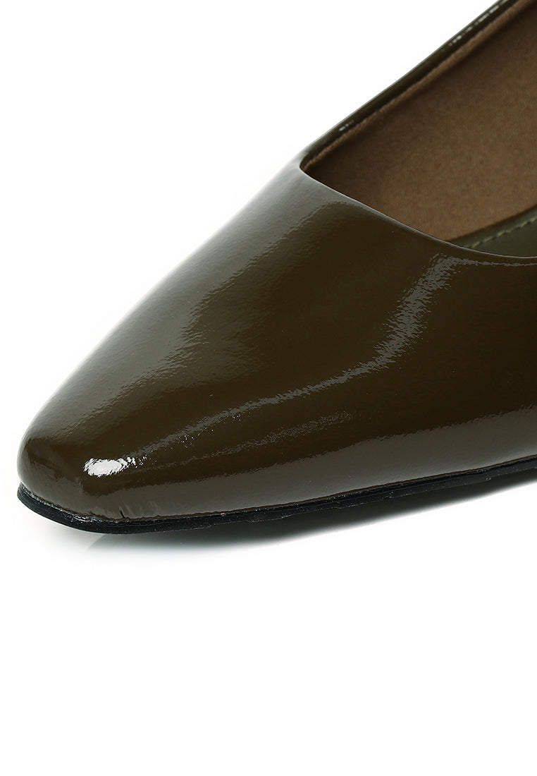Seraphine Patent Slingback Heels In Olive