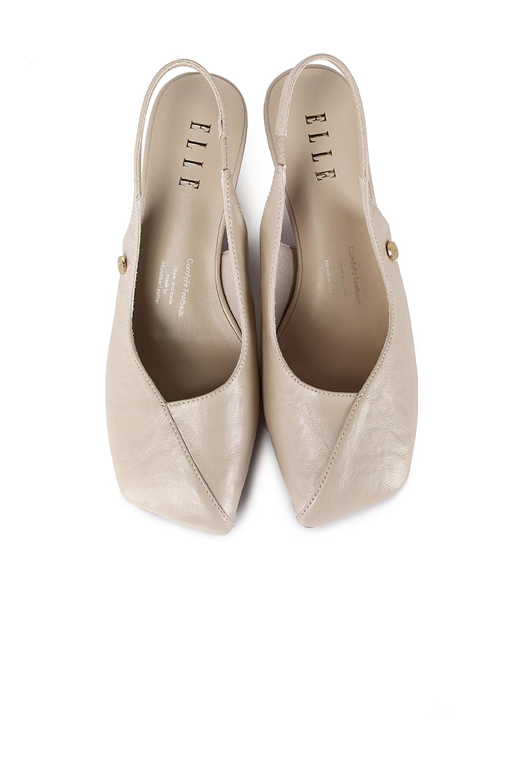 Sofia Slingback Heels In Beige