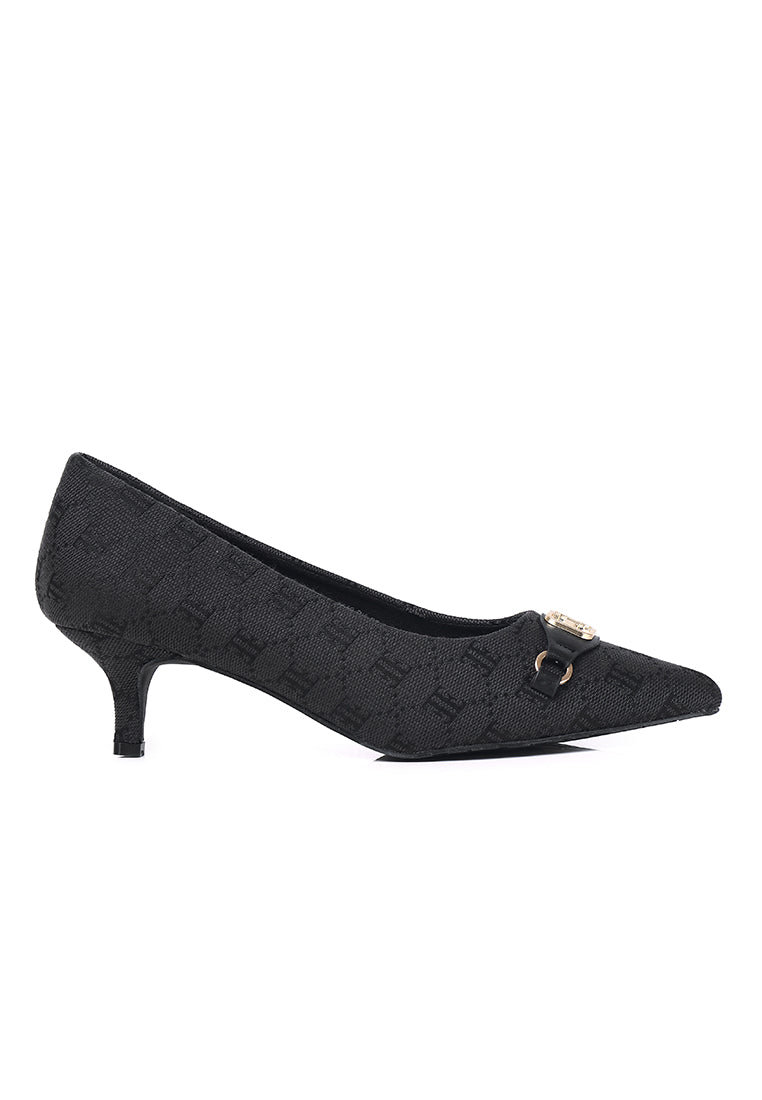 Grace Microfiber Leather Heels In Black