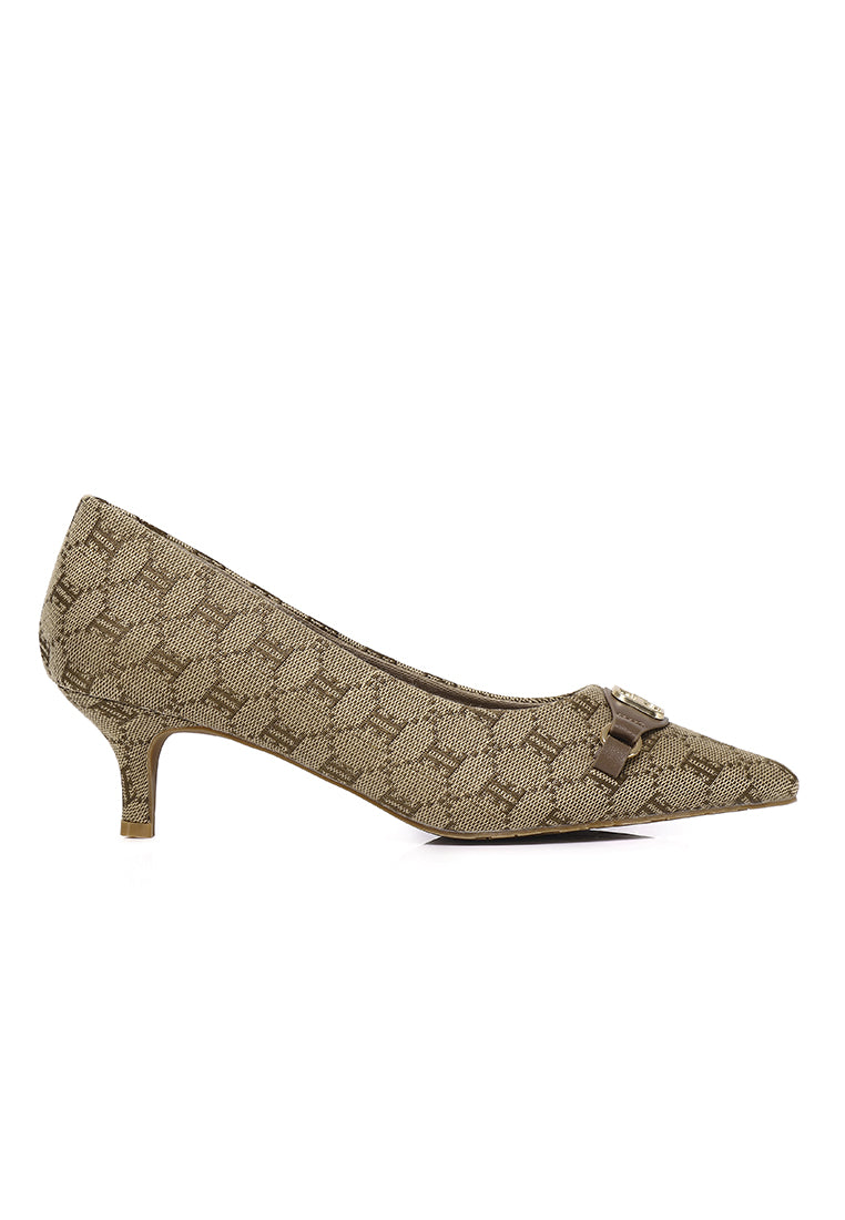 Grace Microfiber Leather Heels In Brown