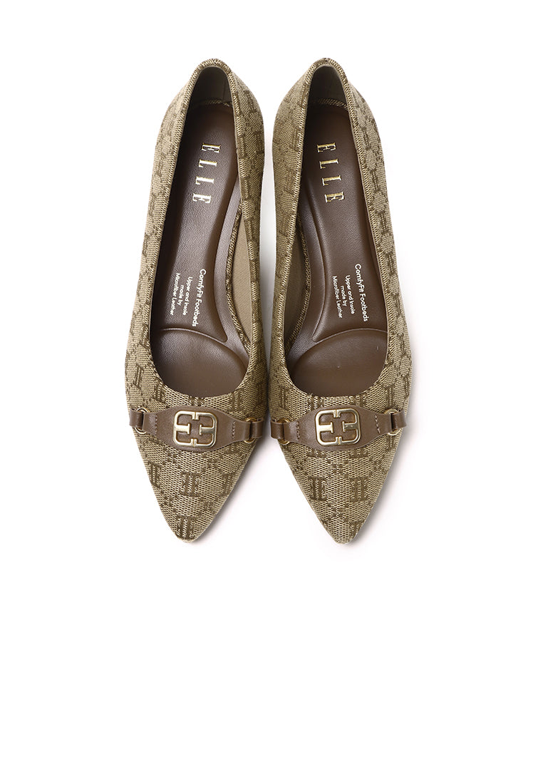Grace Microfiber Leather Heels In Brown