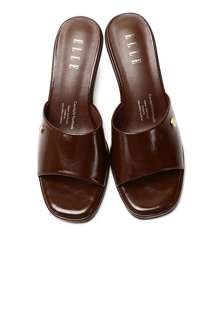 Ines Comfy Fit Footbed Microfiber Leather Heels In Brown