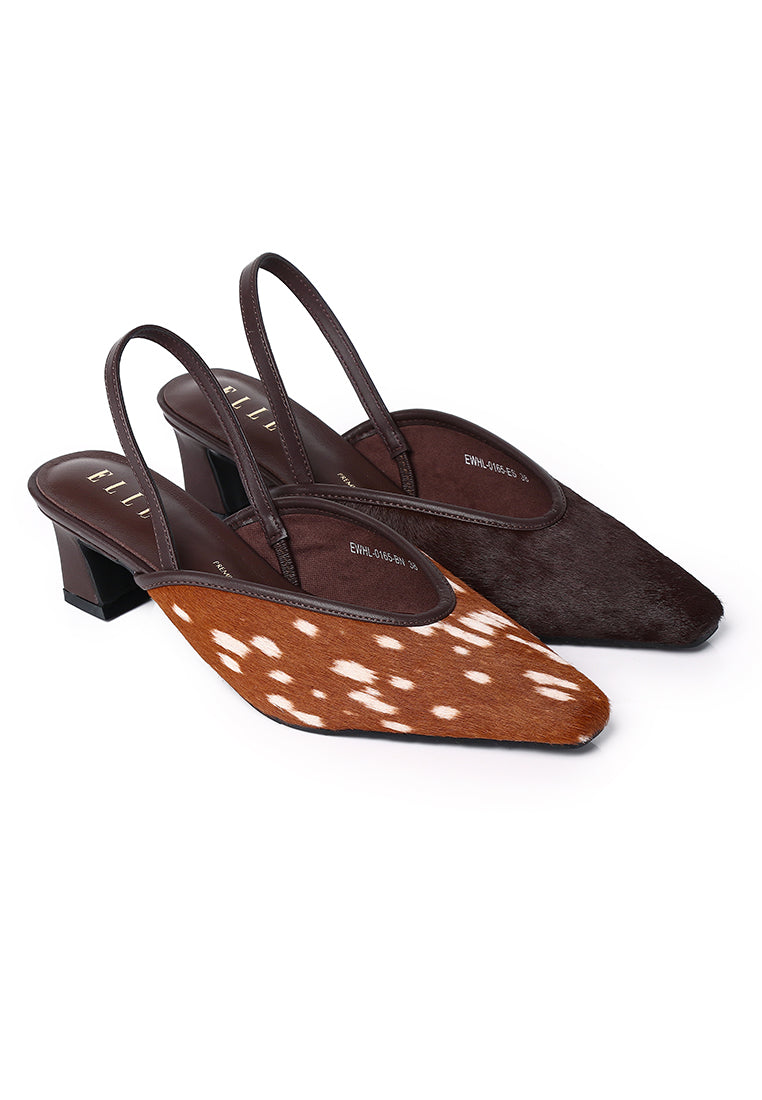 Sia Calf Hair Comfy Fit Footbed Premium Leather Heels In Espresso