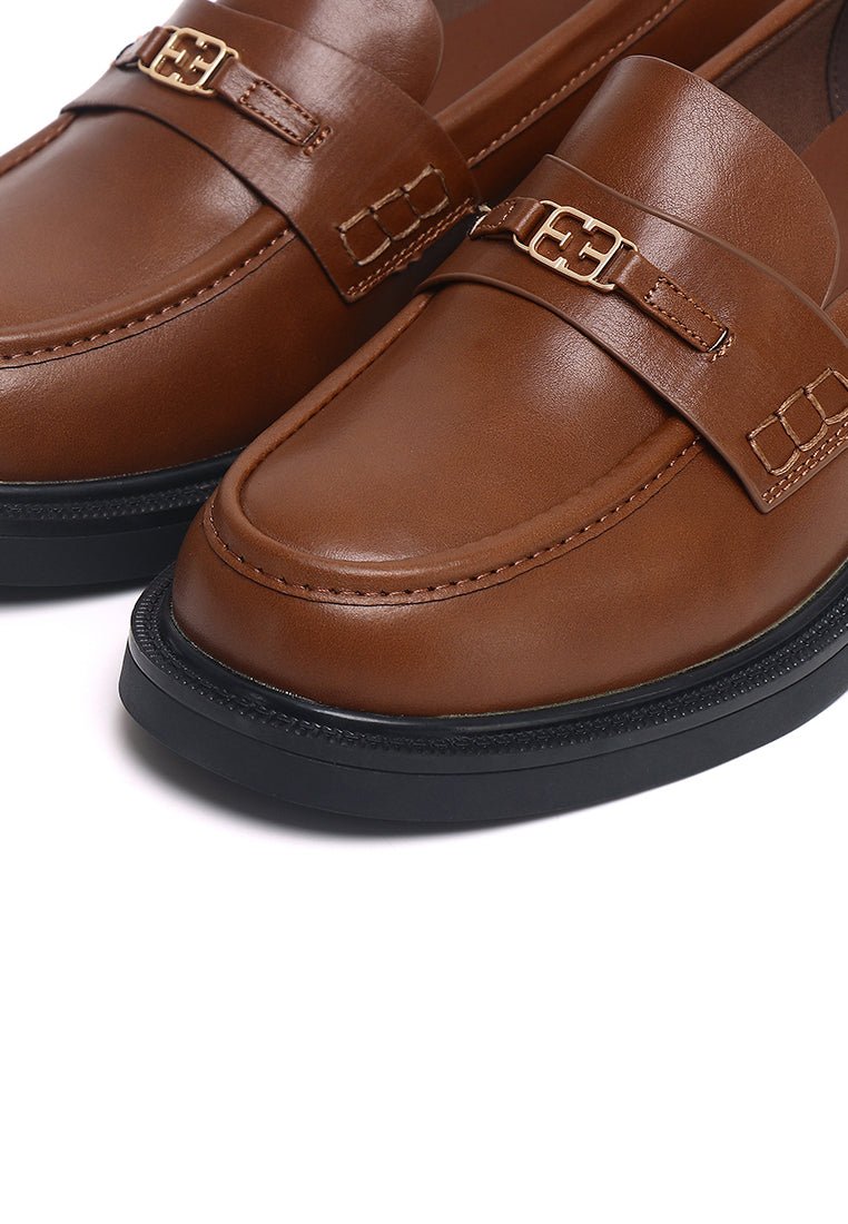 Sabine Microfiber Leather Loafers In Brown