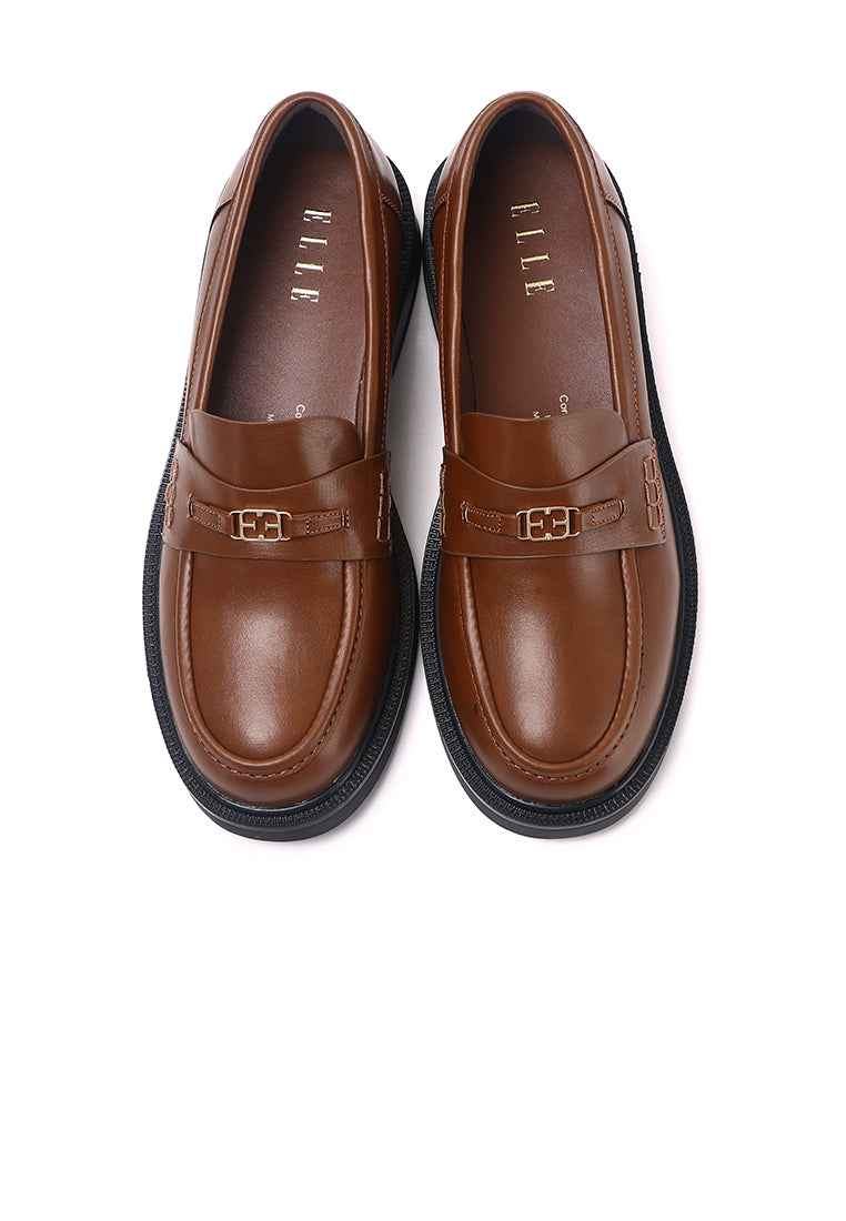 Sabine Microfiber Leather Loafers In Brown