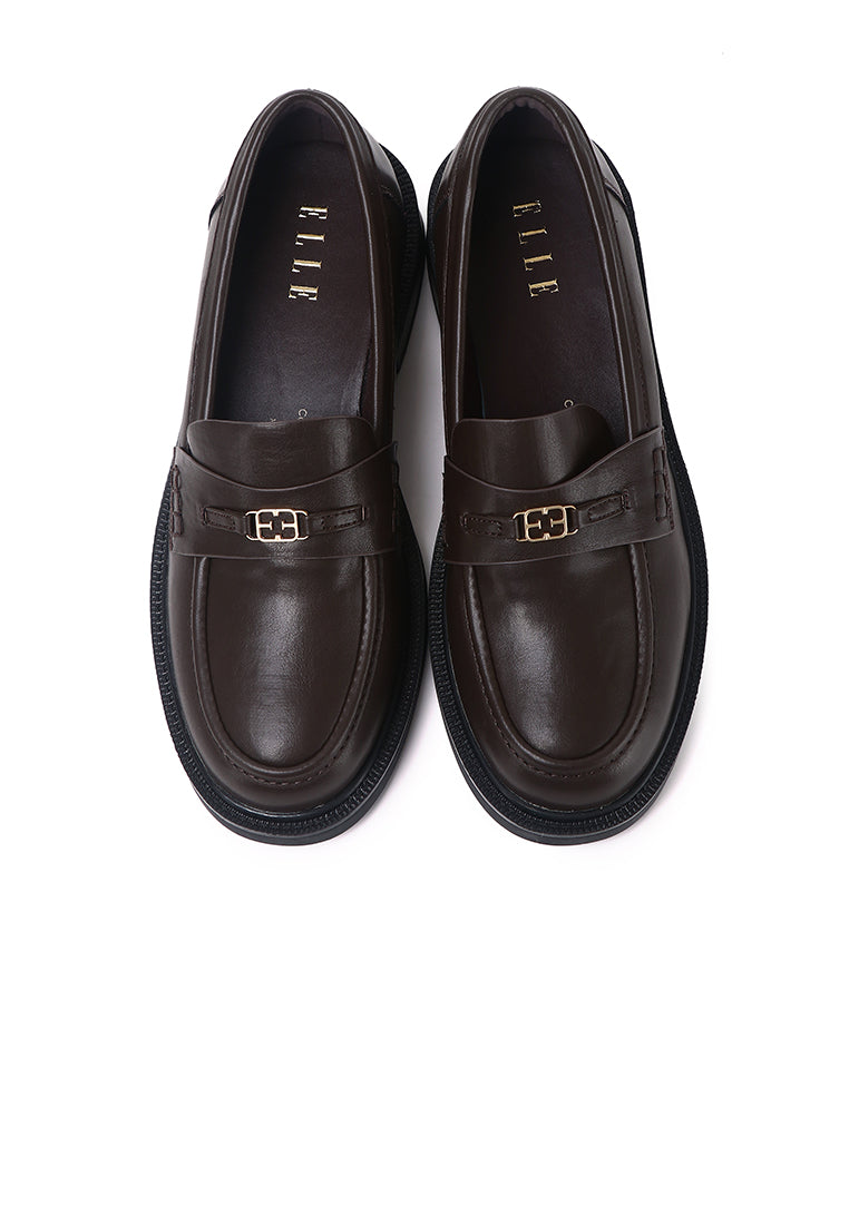 Sabine Microfiber Leather Loafers In Coffee