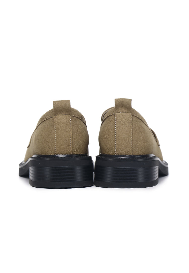 Eclipse Microfiber Leather Loafers In Khaki