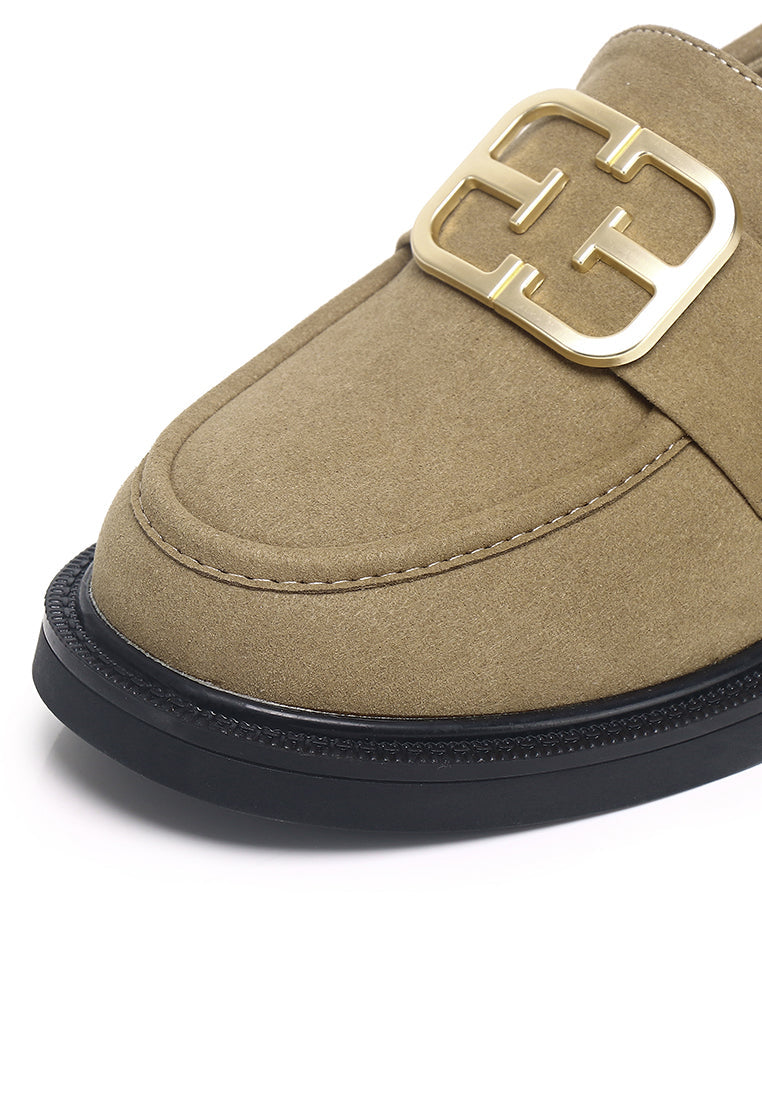 Eclipse Microfiber Leather Loafers In Khaki