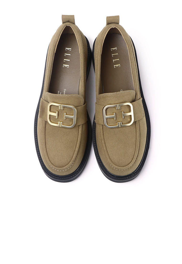 Eclipse Microfiber Leather Loafers In Khaki