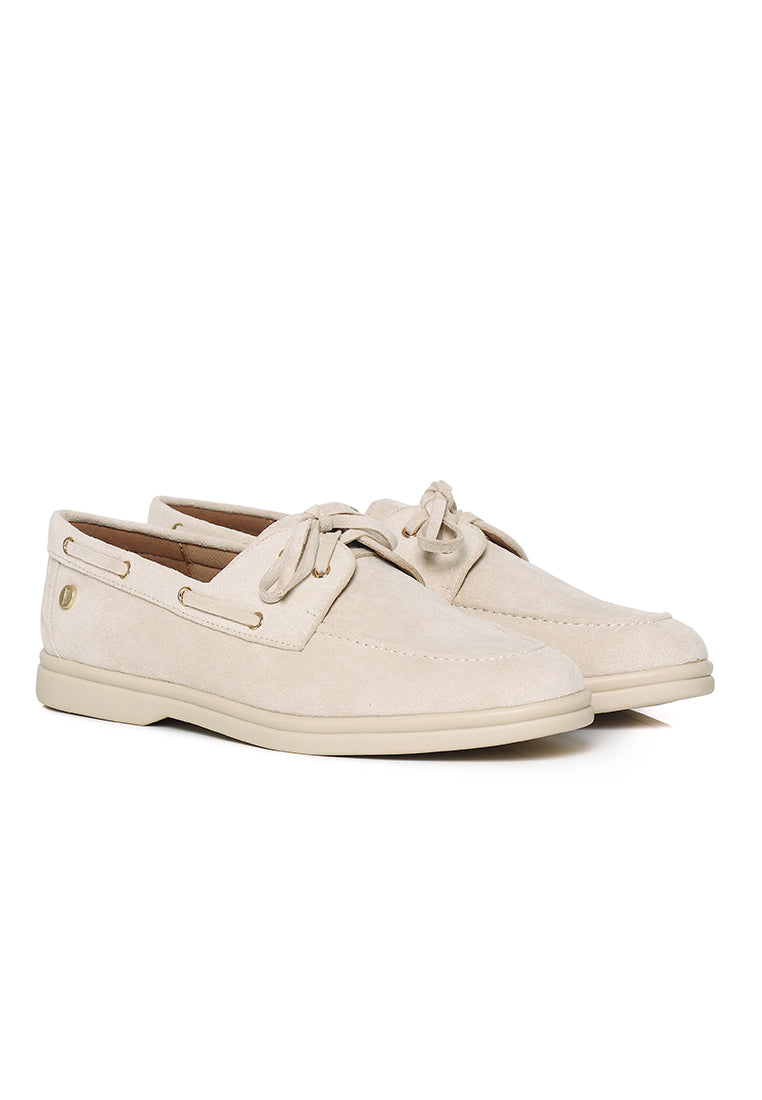Gelato Microfiber Leather Loafers In Beige