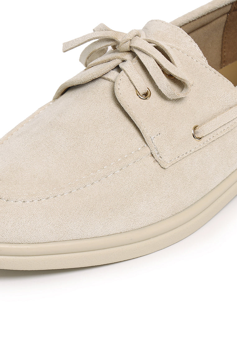 Gelato Microfiber Leather Loafers In Beige