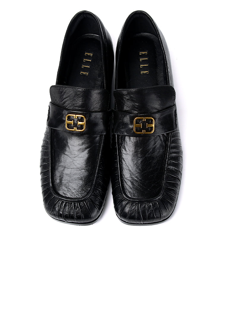 Selene Comfy Fit Footbed Premium Leather Loafers In Black