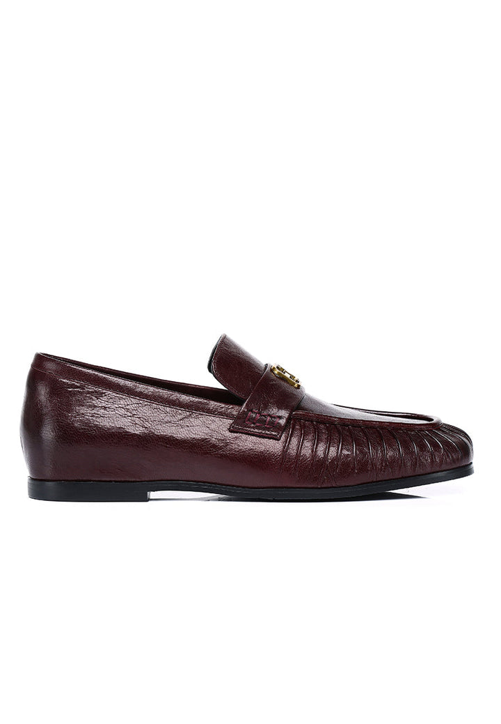Selene Comfy Fit Footbed Premium Leather Loafers In Burgundy