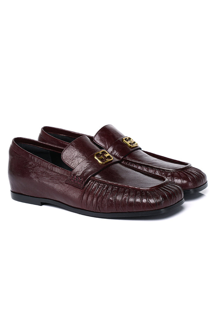 Selene Comfy Fit Footbed Premium Leather Loafers In Burgundy – alternate view
