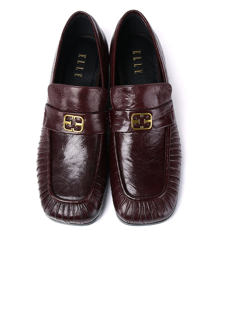 Selene Comfy Fit Footbed Premium Leather Loafers In Burgundy