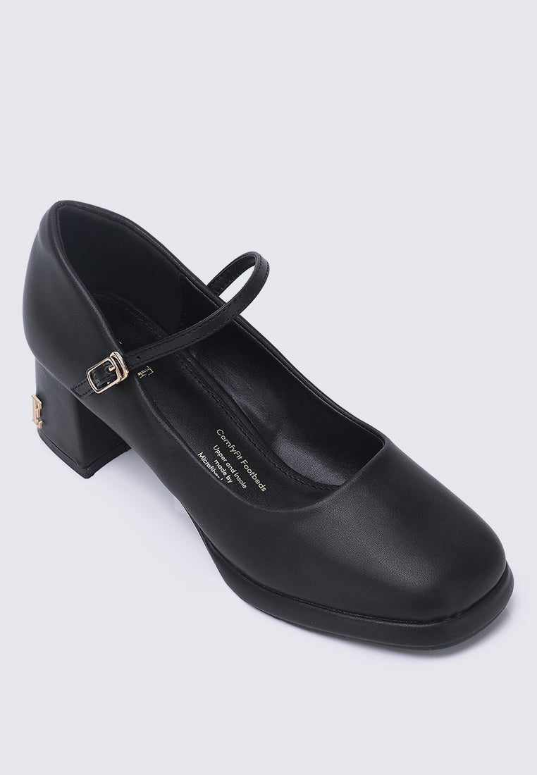 Denise Microfiber Leather Mary Jane In Black