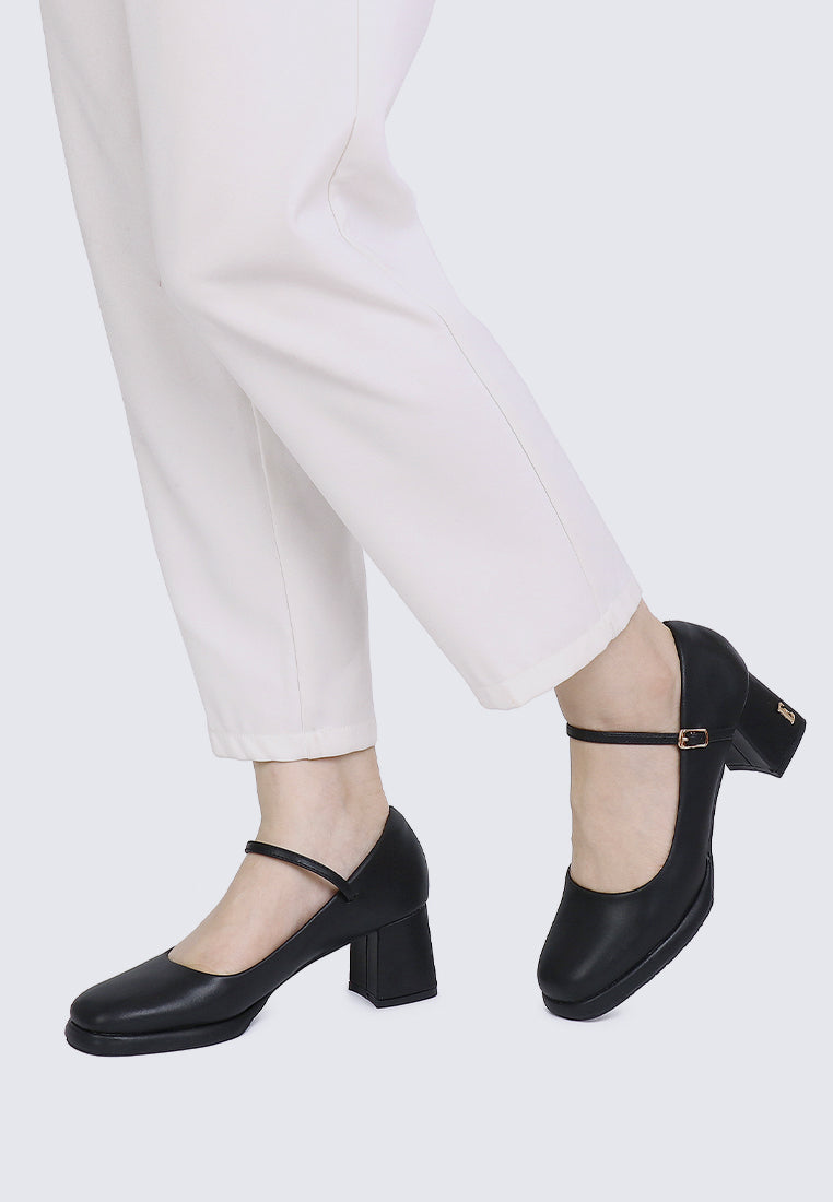 Denise Microfiber Leather Mary Jane In Black