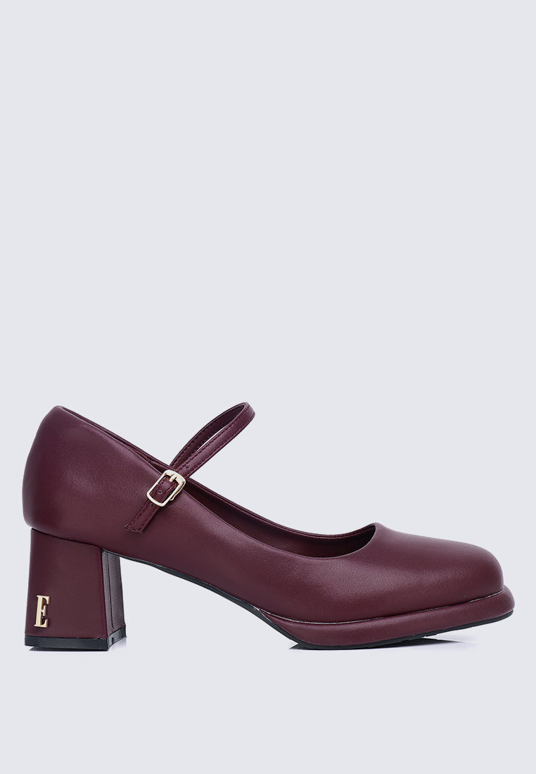 Denise Microfiber Leather Mary Jane In Maroon