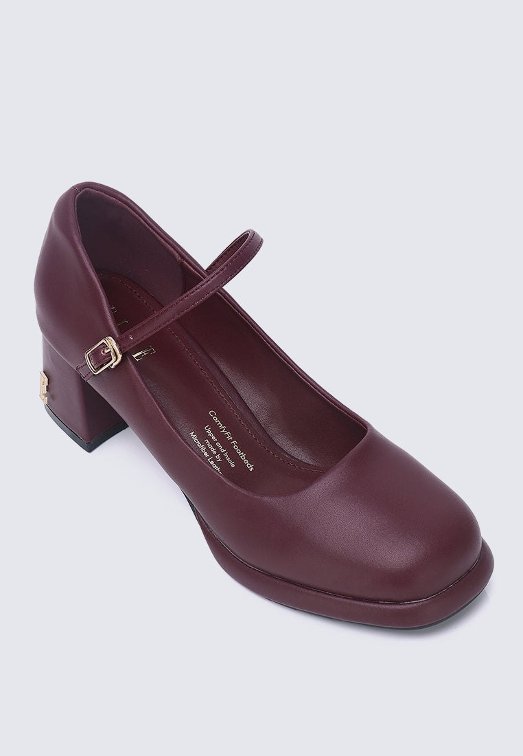 Denise Microfiber Leather Mary Jane In Maroon