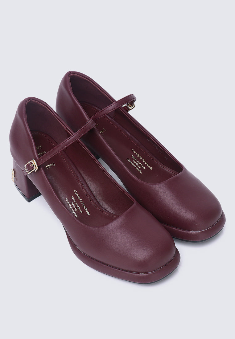 Denise Microfiber Leather Mary Jane In Maroon