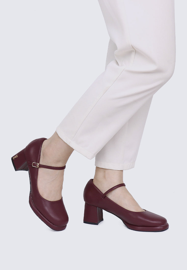 Denise Microfiber Leather Mary Jane In Maroon