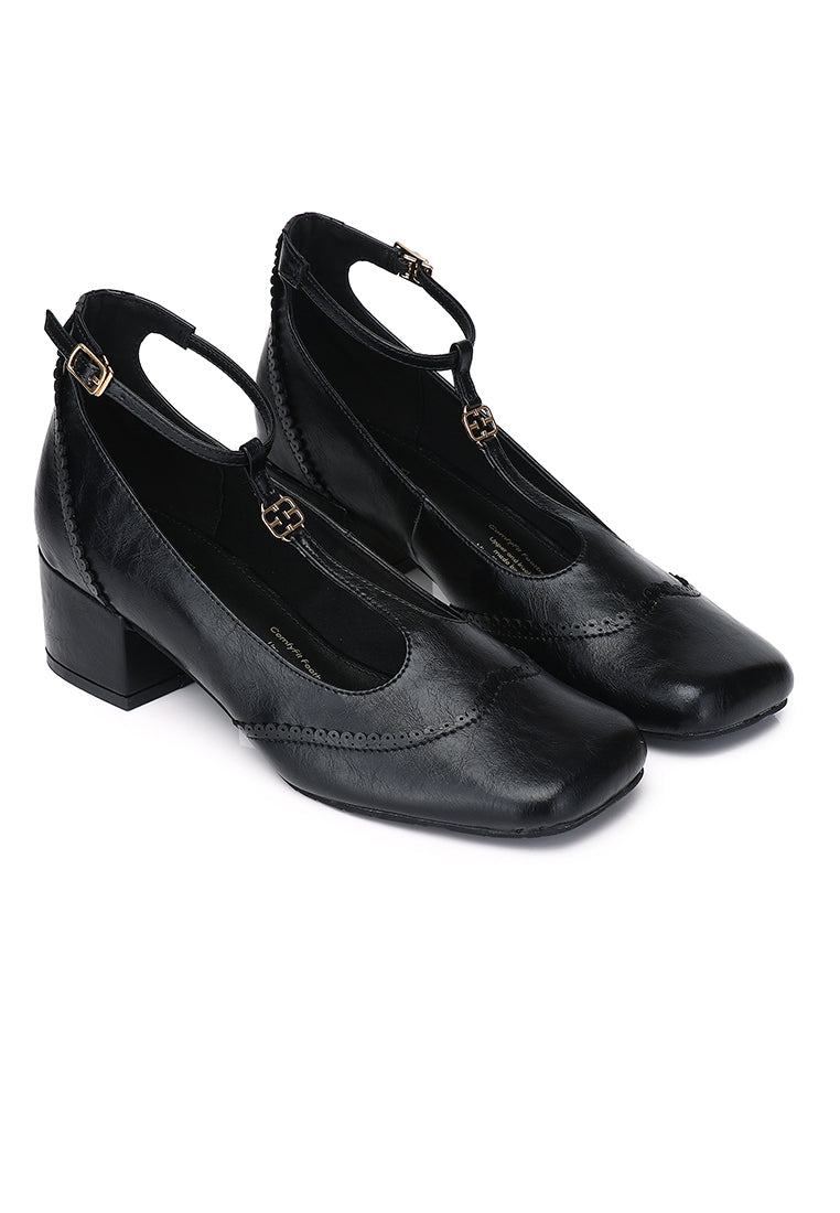 Maeve Microfiber Leather Mary Janes In Black