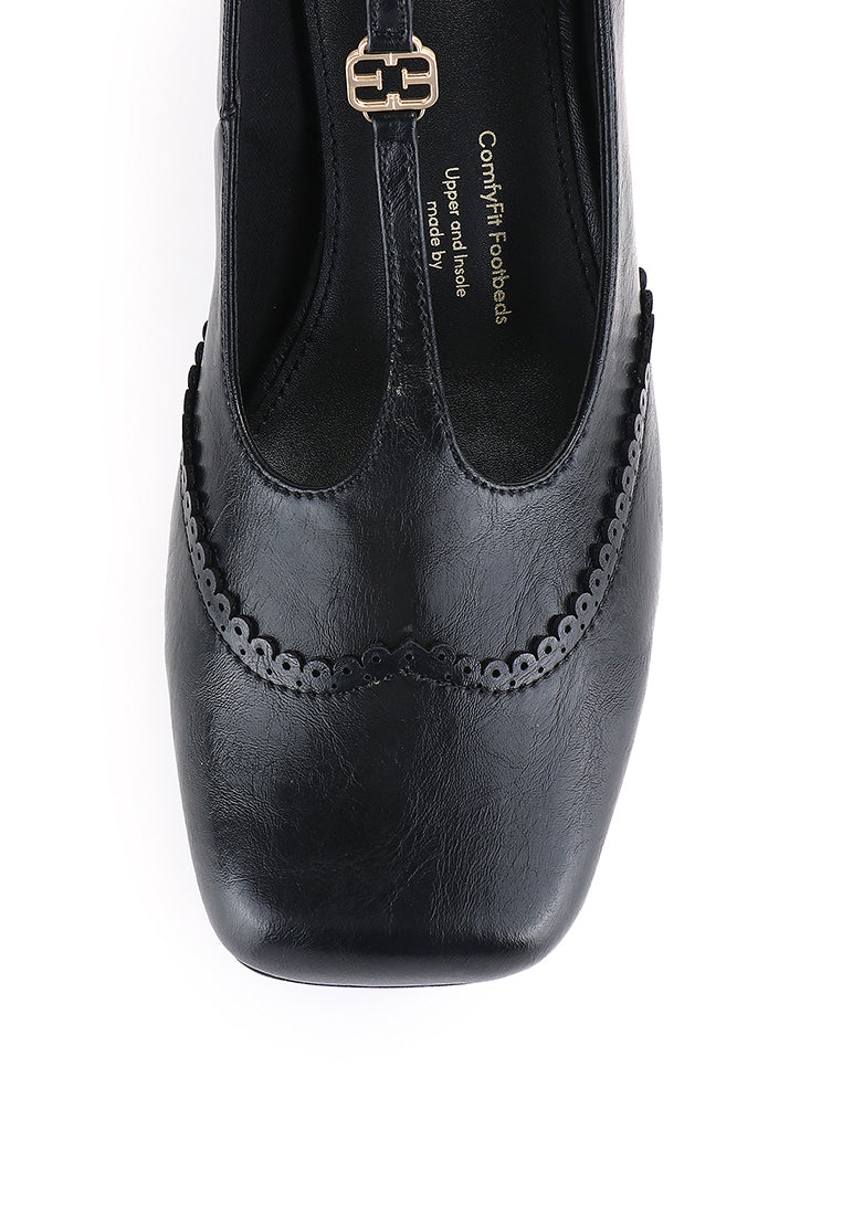 Maeve Microfiber Leather Mary Janes In Black