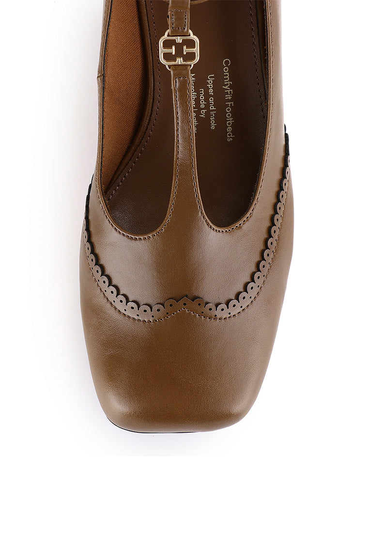 Maeve Microfiber Leather Mary Janes In Brown