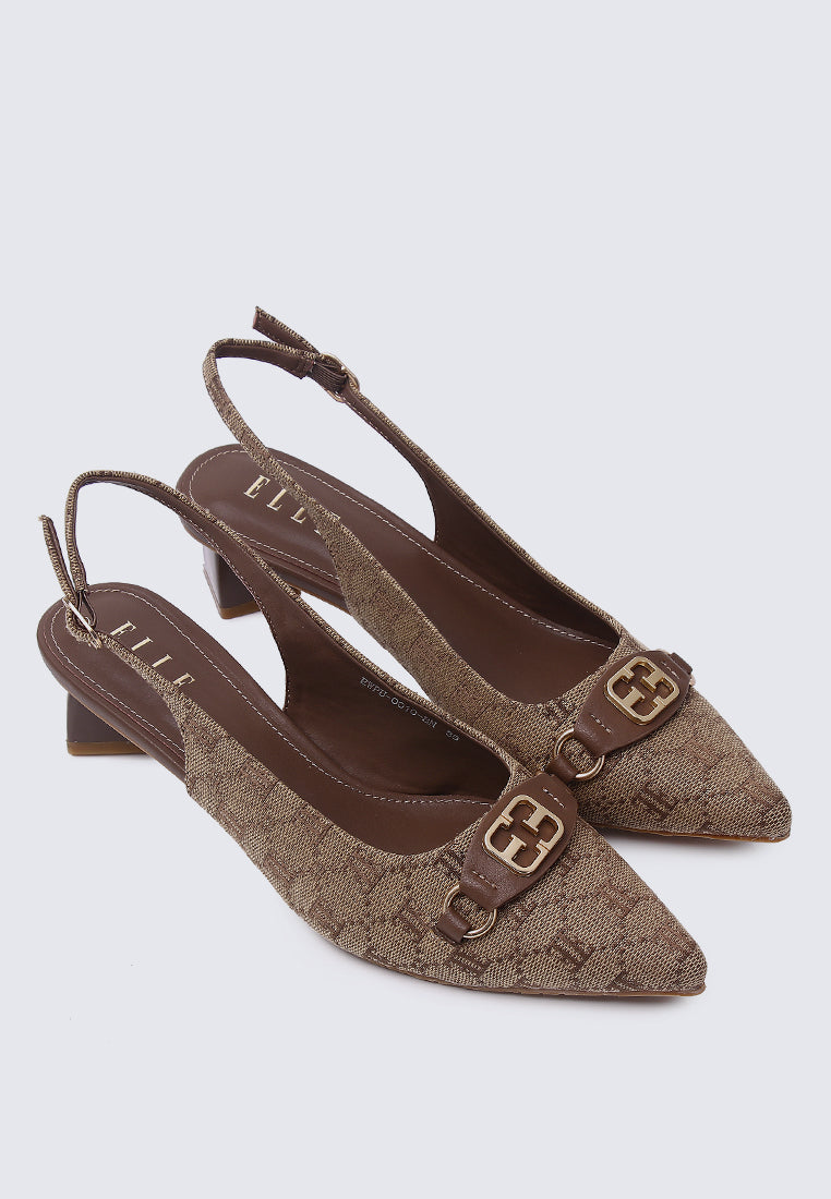 Esme Microfiber Leather Pumps In Brown