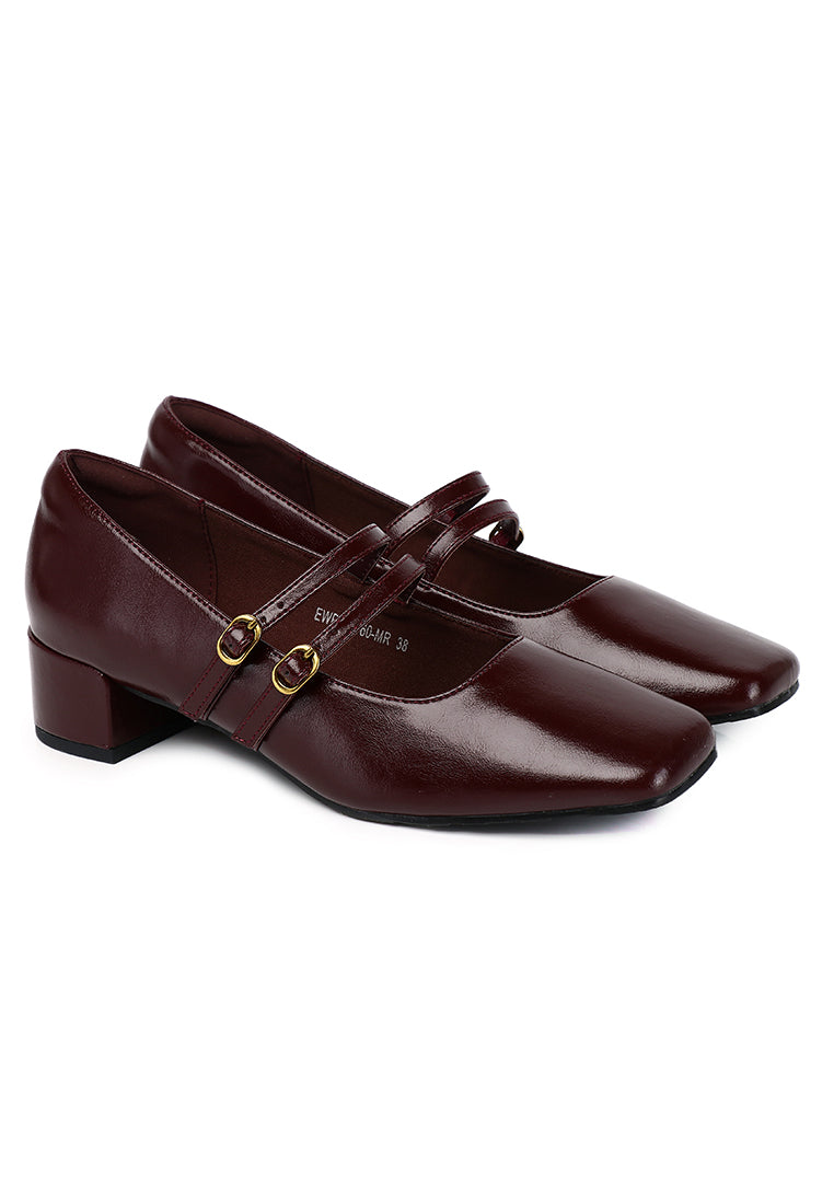 Lena Mary Jane Pumps Heels In Maroon