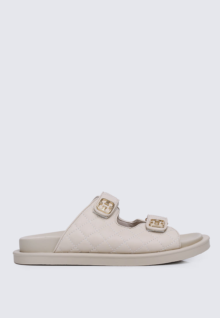 Gisele Quilted Stitch Slip-on Sandals In Almond