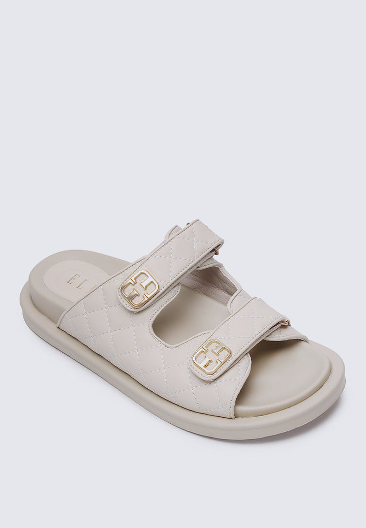 Gisele Quilted Stitch Slip-on Sandals In Almond – alternate view