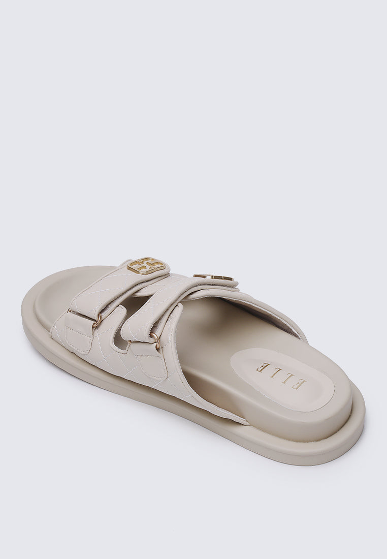 Gisele Quilted Stitch Slip-on Sandals In Almond