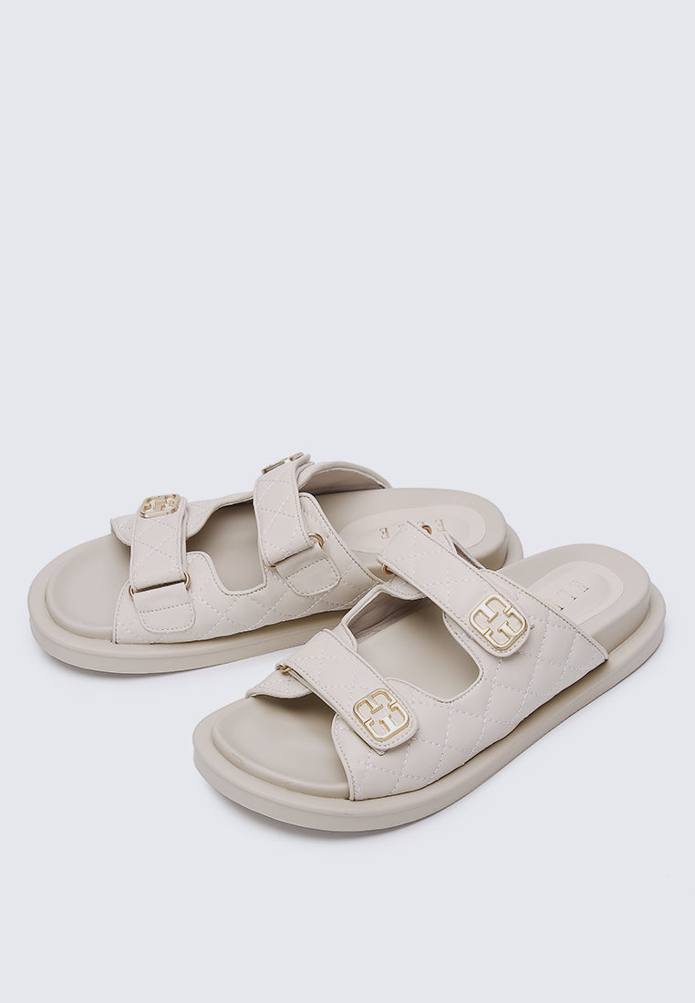 Gisele Quilted Stitch Slip-on Sandals In Almond