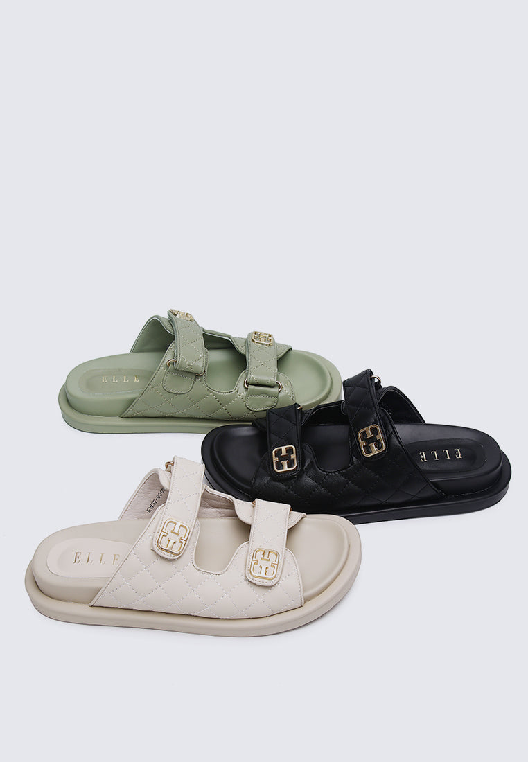 Gisele Quilted Stitch Slip-on Sandals In Almond