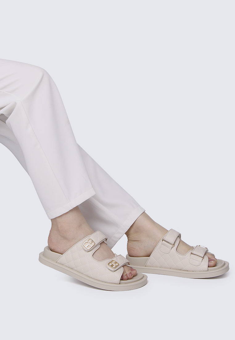 Gisele Quilted Stitch Slip-on Sandals In Almond