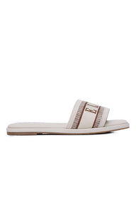Renee Logo Stitch Slip-on Sandals In Almond