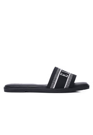 Renee Logo Stitch Slip-on Sandals In Black