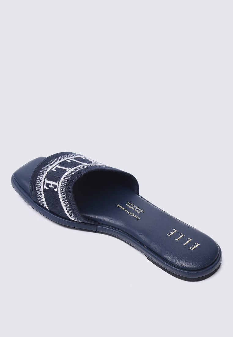Renee Microfiber Leather Sandals In Navy