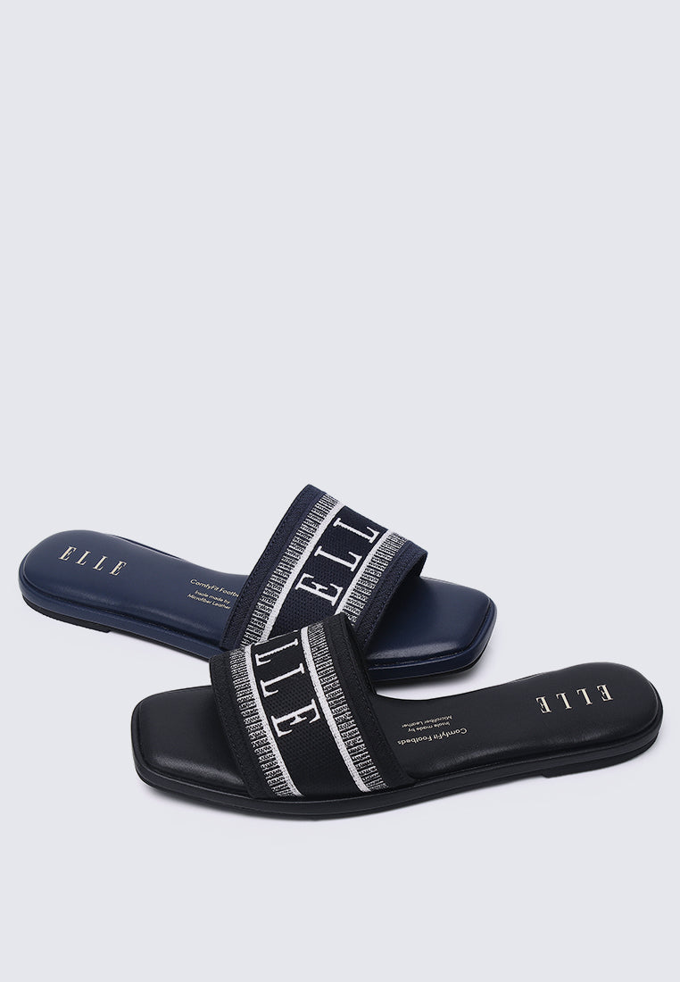 Renee Microfiber Leather Sandals In Navy