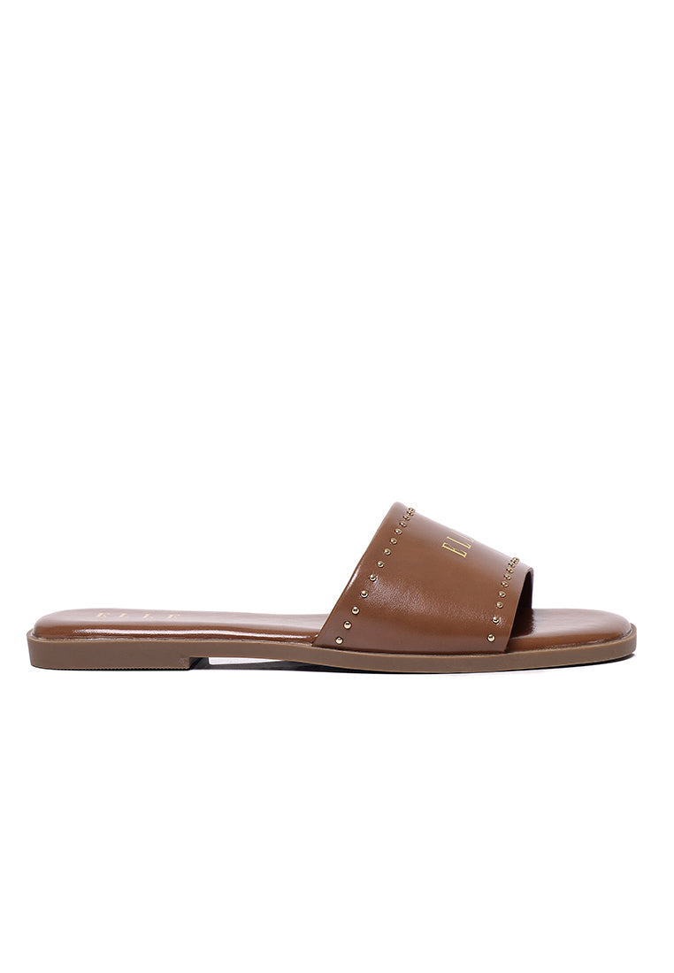 Therese Microfiber Leather Sandals In Tan
