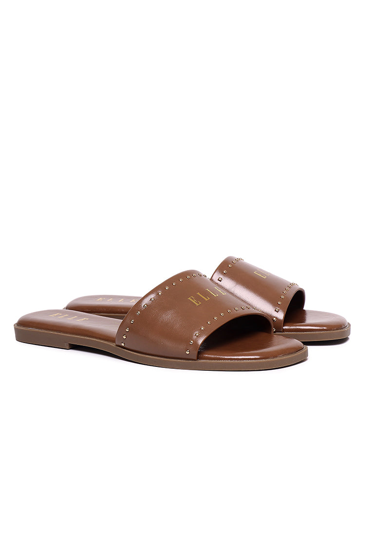 Therese Microfiber Leather Sandals In Tan